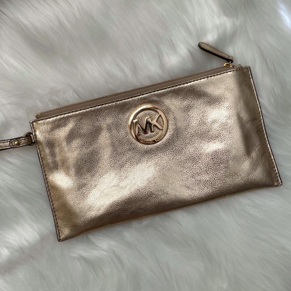 Michael Kors Gold Wristlet Clutch